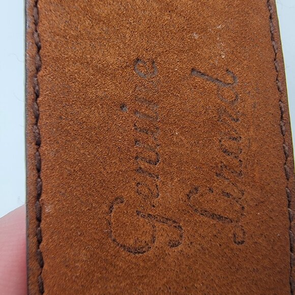 Cale Belt Spain Genuine Lizard & Crocodile 3 Piece Buckle Size 38 Chili Brown - Picture 9 of 12